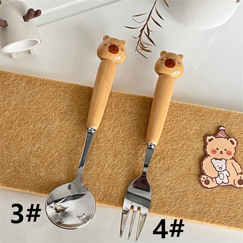 熊柄 スプーン 食器 ステンレス セラミック 創意的 キッチン用品 可愛い(画像 3 / 5)