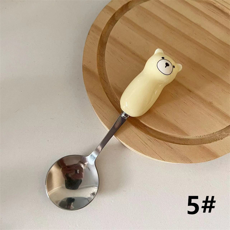 熊柄 スプーン 食器 ステンレス セラミック 創意的 キッチン用品 可愛い(画像 4 / 5)