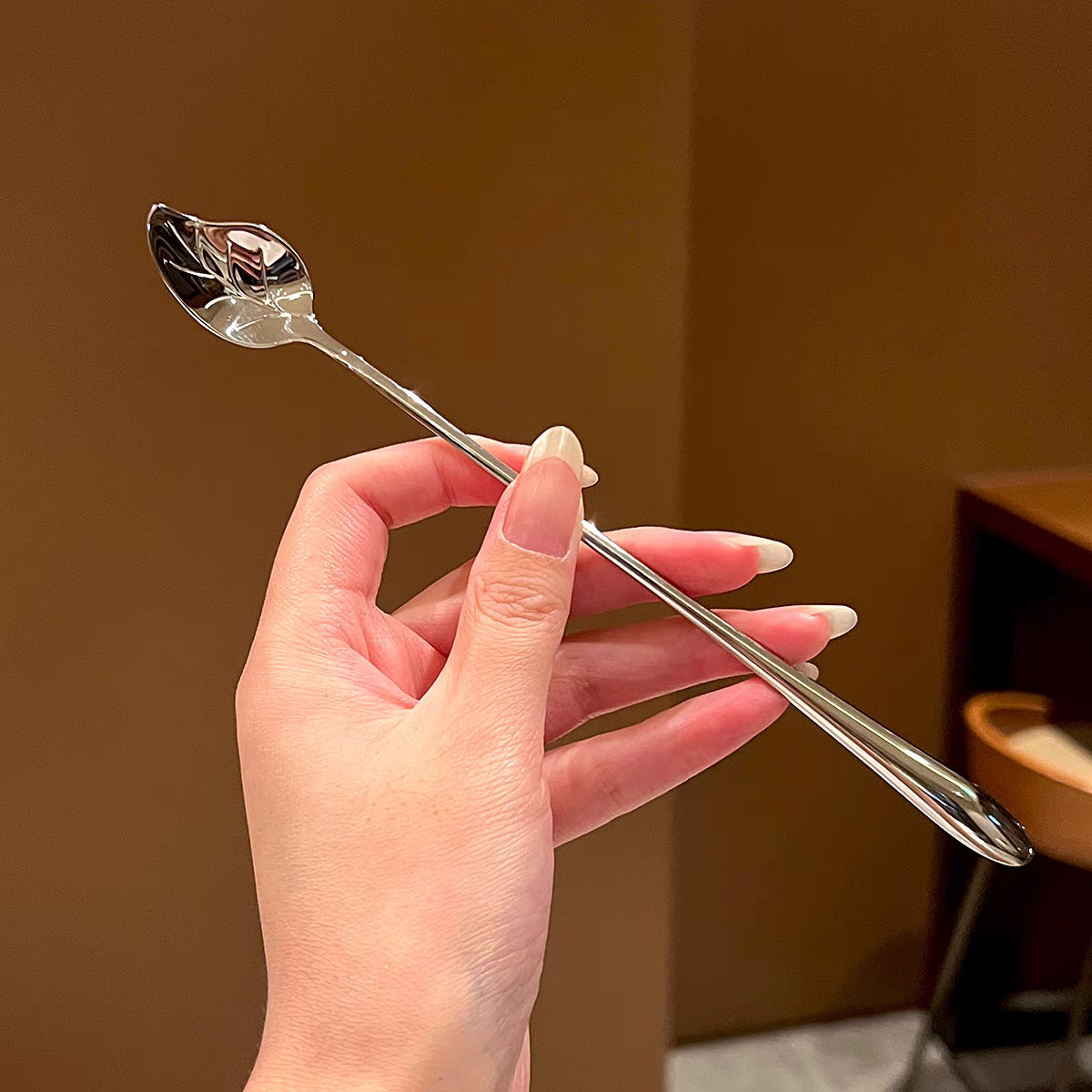 葉形 コーヒースプーン 食器 ステンレス 創意的 キッチン用品 可愛い(画像 5 / 5)